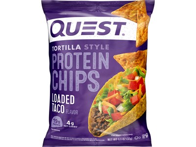 Quest Gluten Free Loaded Taco Tortilla Style Protein Chips, 1.1 oz., 8 Bags/Box (NTCT8M1)