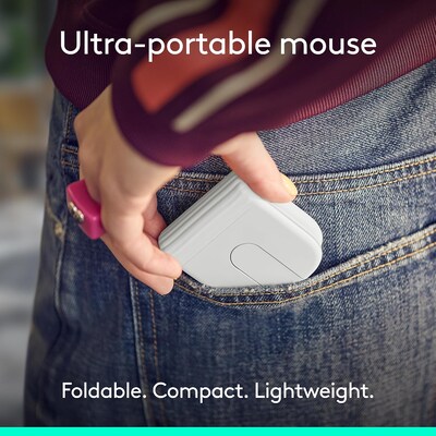 Logitech Mobi Fold Wireless Ambidextrous Optical Travel Mouse, Off-White (910-007630)