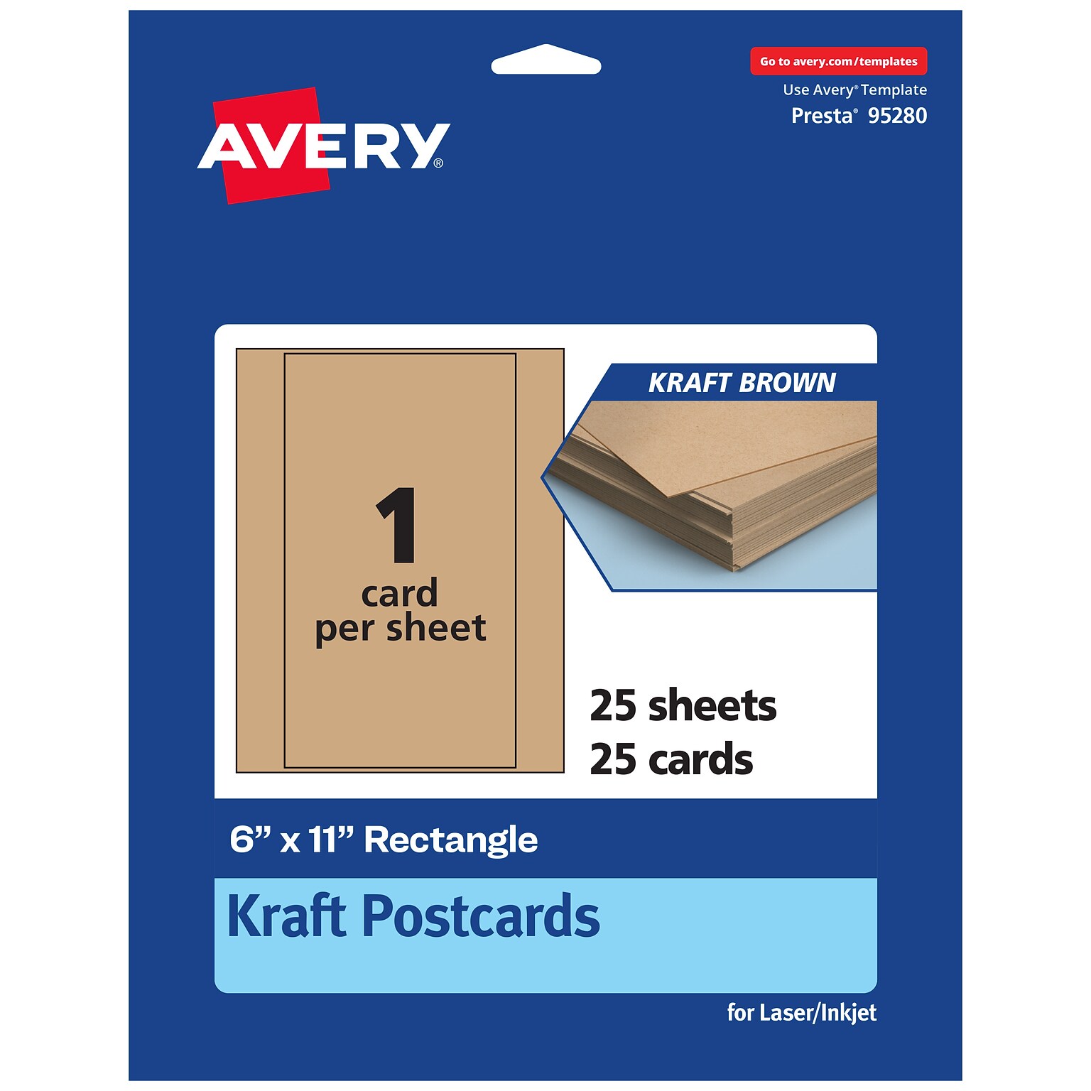 Avery Integrated Cards, 6 x 11, Matte Kraft Brown, 25/Pack (95280)