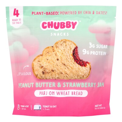 Chubby Snacks Peanut Butter & Strawberry Jam Sandwich, 10.6 oz, 12/Pack (600-04135)