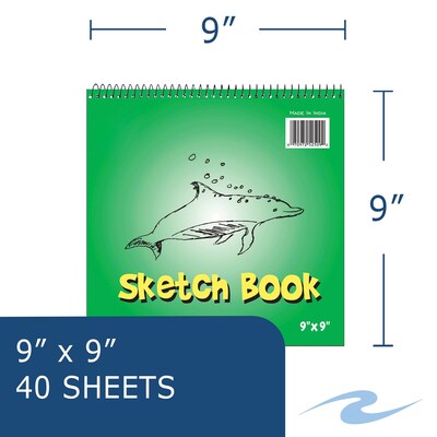 Roaring Spring Paper Products 9" x 9" Spiral Bound Sketch Book, 40 Sheets/Book, 12/Carton (52509CS)