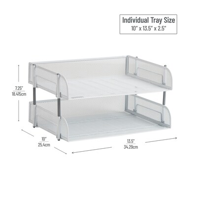 Mind Reader Metal Side Loading Stackable Letter Tray, White (ESTACK2-WHT)