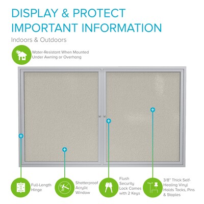 Ghent Vinyl Enclosed Bulletin Board, Aluminum Frame, 4' x 3' (PA23648VX-185)