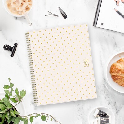 2026 Blue Sky Bespoke Letterpress Cream Hearts 8.5" x 11" Calendar Year Weekly & Monthly Planner, Plastic Cover (156227)