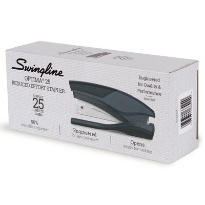 Swingline Optima 25 Reduced-Effort Desktop Stapler, 25-Sheet Capacity, Black (66424)
