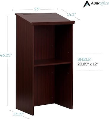 AdirOffice 46" Speaker Podium Lectern, Mahogany (661-01-BLK-PKG)