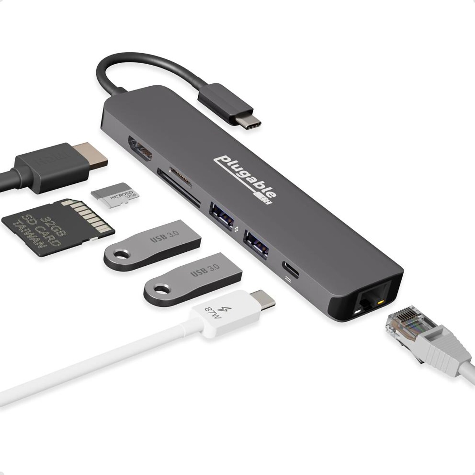 Plugable 7-Port USB-C Hub (USBC-7IN1E)