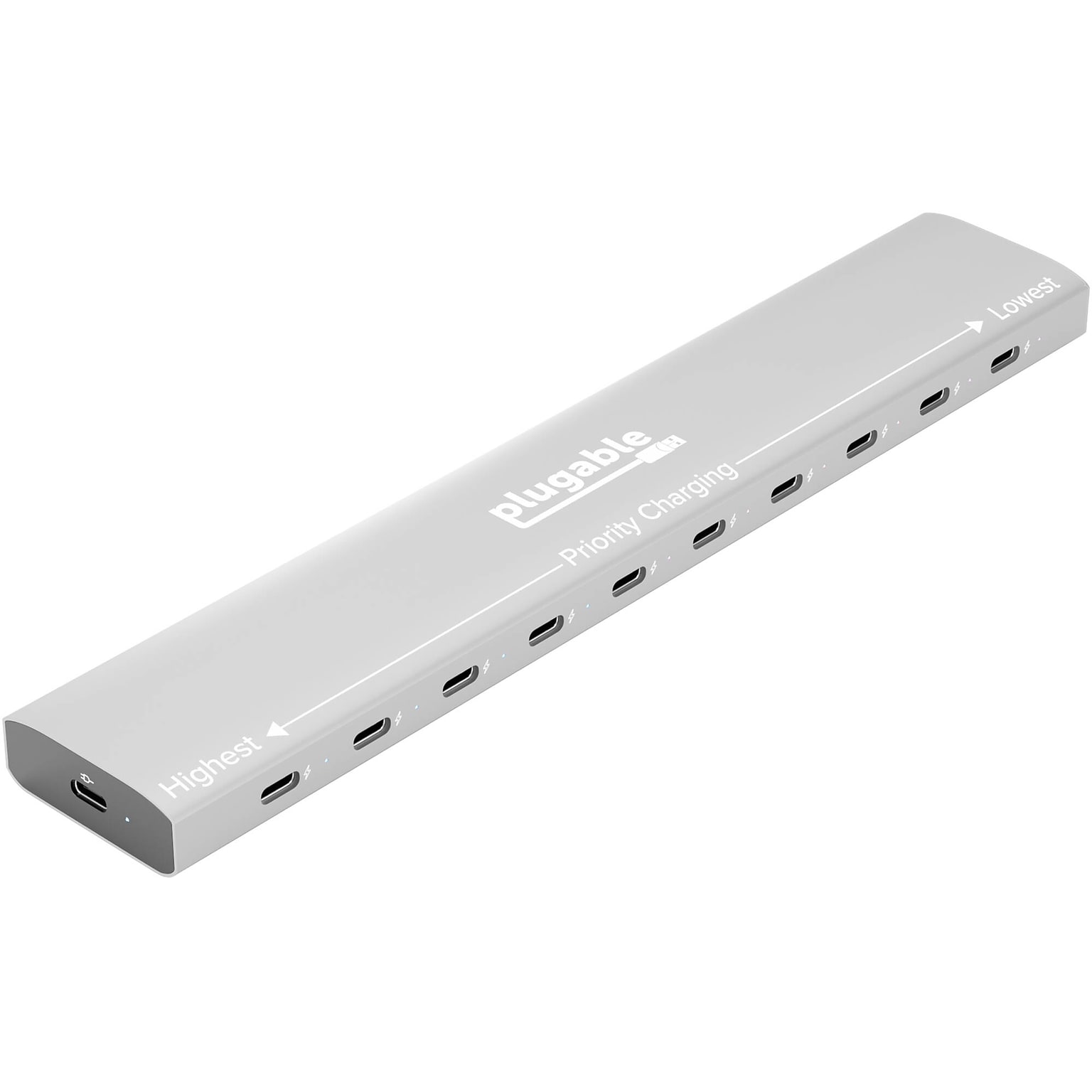 Plugable PS 10- Port USB-C Charging Station, 100W, Silver (PS-10CC)
