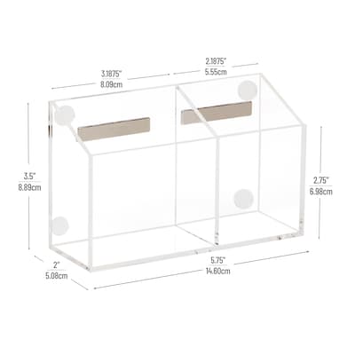 Mind Reader 2-Compartment Dry Erase Marker and Eraser Holder, Clear (WBORG-CLR )