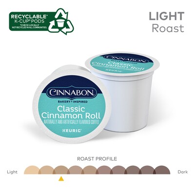Cinnabon Classic Cinnamon Roll Coffee Keurig® K-Cup® Pods, Light Roast, 96/Carton (10099555063056)