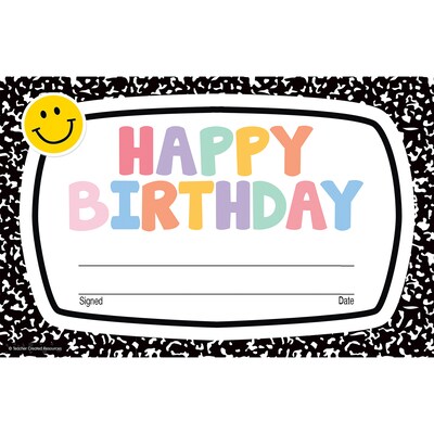 Teacher Created Resources Cool for School Happy Birthday Awards, Multicolored, 30/Pack, 6 Packs/Bundle (TCR9321-6)
