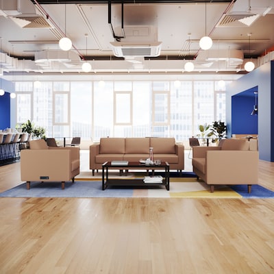 Flash Furniture Hercules Artemis LeatherSoft Reception Set, Cognac, 3-Pieces (ZB8921SETCOGNAC)