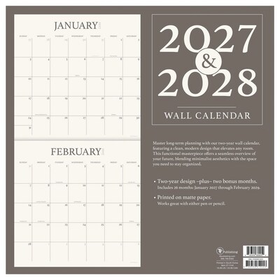 2027 TF Publishing 2 Year Grid 12" x 12" Monthly Wall Calendar, Multicolored (27-1144)