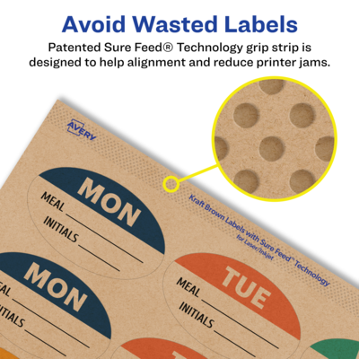 Avery Laser/Inkjet Oval Multipurpose Labels, 1-1/8" x 2-1/4", Kraft Brown, 1050 Labels/Box ( 94054)