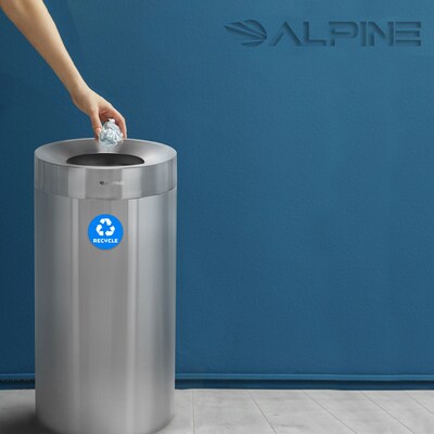 Alpine Industries Stainless Steel Recycling Bin, 27 Gallon, Silver (ALP475-27-R)