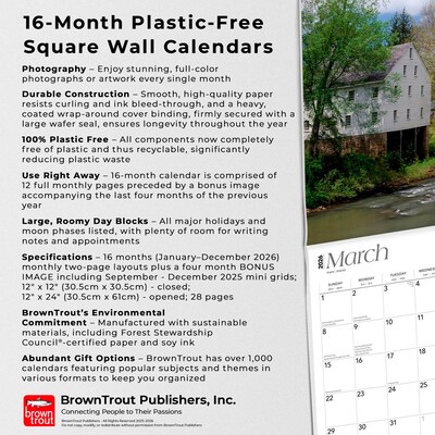 2026 BrownTrout Take Me Home Country Roads West Virginia Places 12" x 12" Monthly Wall Calendar (9798330705764)