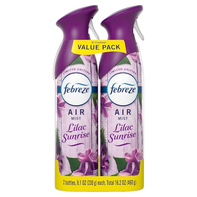 Febreze Air Mist Air Freshener Spray, Lilac Sunrise Scent, 8.1 oz., 2/Pack (13749)
