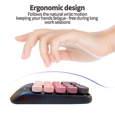 SaharaCase Retro Numeric Keypad Wireless Ergonomic Number Pad, Black/Blush (KB54)