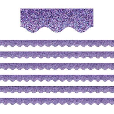 Teacher Created Resources Purple Sparkle Scalloped Border Trim, 35 ft., Purple, 6 Packs/Bundle (TCR8793-6)