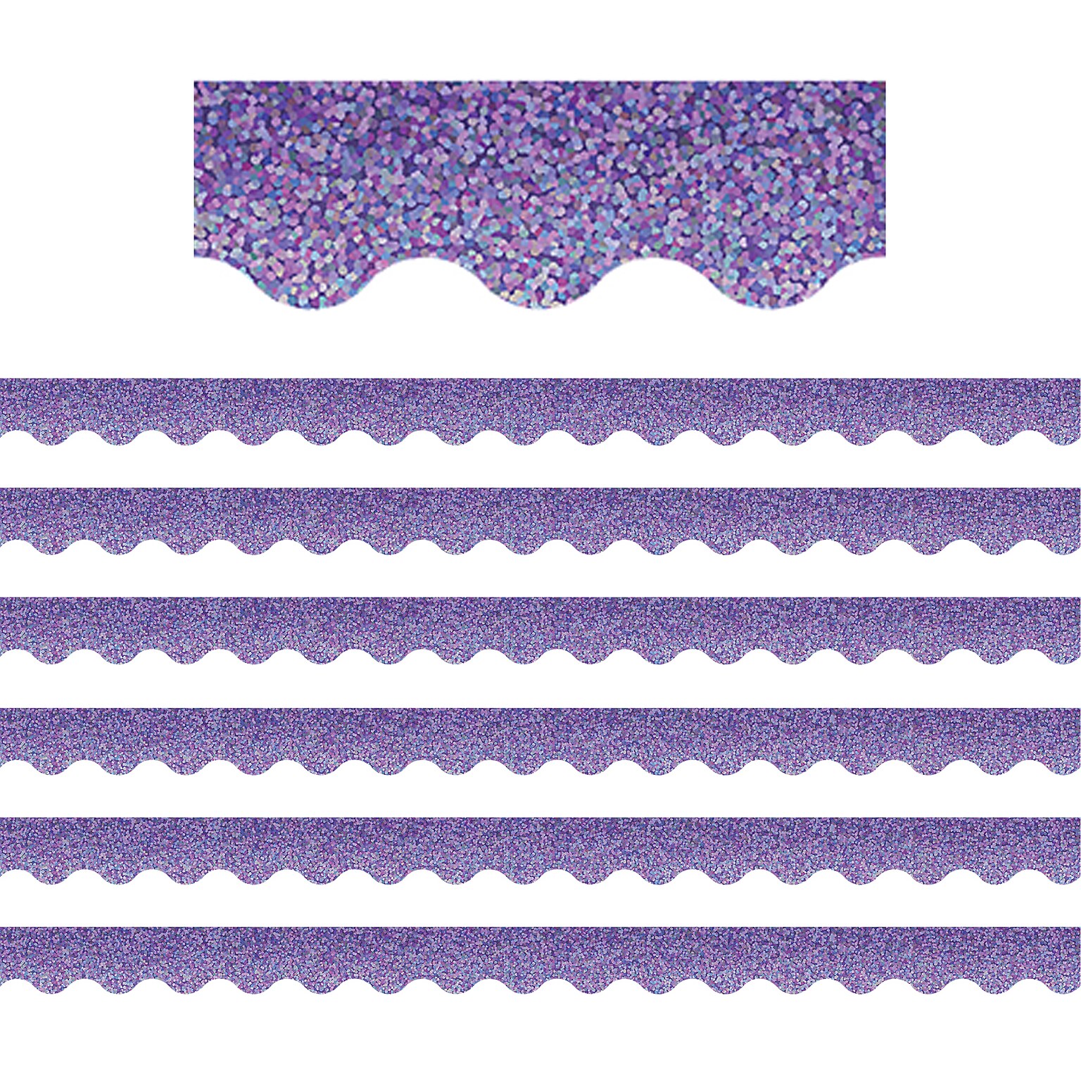 Teacher Created Resources Purple Sparkle Scalloped Border Trim, 35 ft., Purple, 6 Packs/Bundle (TCR8793-6)