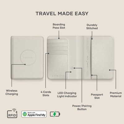 Satechi Vegan-Leather FindAll Passport Cover, Sand (ST-VPCW)