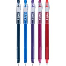 Pilot FriXion Colorsticks Erasable Gel Pens, Fine Point, Assorted Ink, 5/Pack (32443/15145)