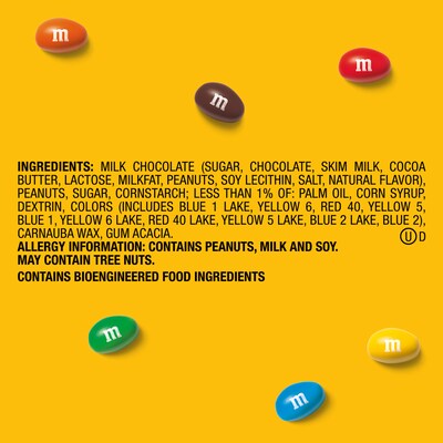 M&M's Share Size Peanut Milk Chocolate Pieces, 3.27 oz., 24 Bags/Box (MMM04432)