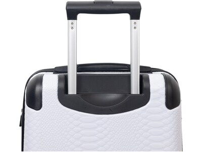 Geoffrey Beene 2-Piece Hardside Snake Skin Spinner Luggage Set, White/Black Animal Print (GB45-2)