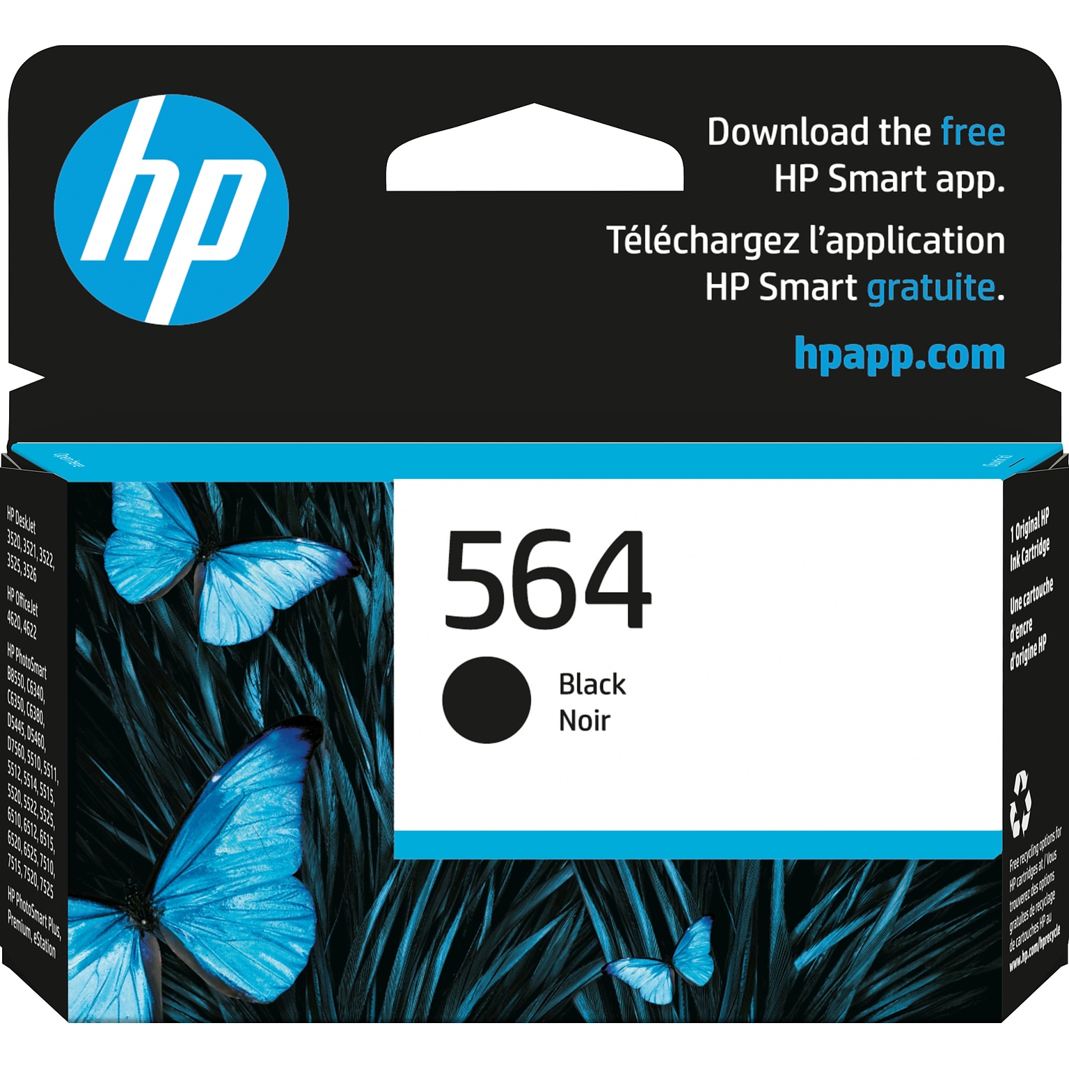 HP 564 Black Standard Yield Ink Cartridge, Prints Up to 250 Pages (CB316WN#140)