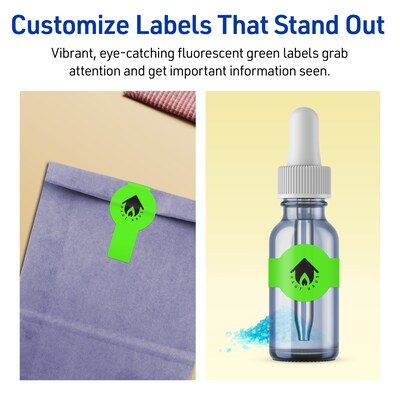 Avery Laser/Inkjet Multipurpose Decorative Edge Labels, 1.5" x 3.5", Neon Green, 800/Box (94122)