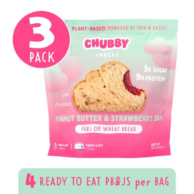 Chubby Snacks Peanut Butter & Strawberry Jam Sandwich, 10.6 oz, 12/Pack (600-04135)