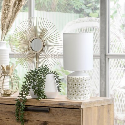 Simple Designs Fresh Prints Table Lamp, Gold Squares (LT2077-SQU)