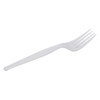 Dixie Plastic Fork, Heavy-Weight, White, 1000/Carton (FH217)
