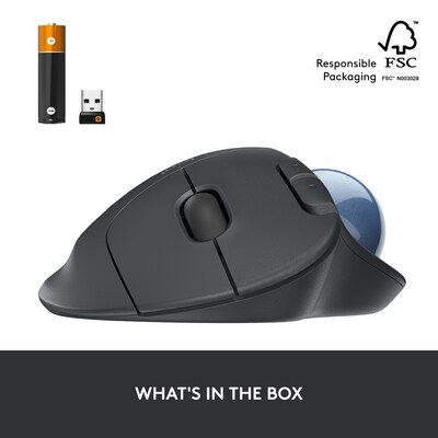 Logitech ERGO M575 Wireless Ergonomic Trackball Mouse, Black (910-007026)