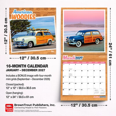 2027 BrownTrout American Woodies 12" x 12" Monthly Wall Calendar (9798330711215)
