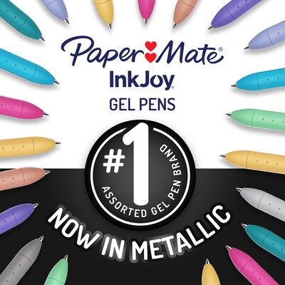 Paper Mate InkJoy Gel Pens, Metallic Pens, Retractable, Medium Point, (0.8mm) Assorted Colors, 6 Count, (2209485)