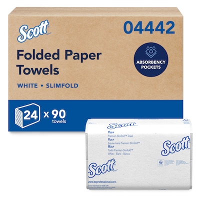 Scott Control Plus+ Slimfold Recycled Multifold Paper Towels, 1-ply, 90 Sheets/Pack, 24 Packs/Carton (04442)