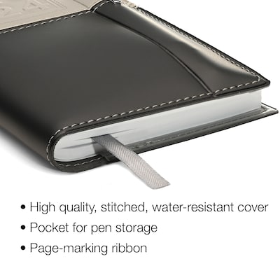2027 Excello Brands 3.5" x 6" Weekly & Monthly Standard Planner, Paperboard Cover, Gray/Black (PKT-CY27-GY-PEN)