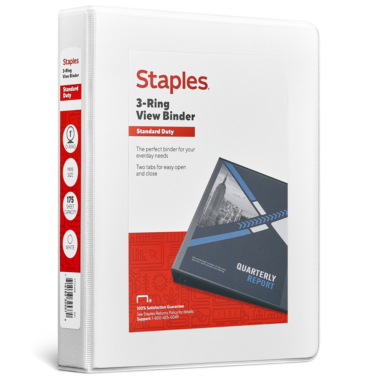 Staples Mini 1 3-Ring View Binder, White (55408/26457)