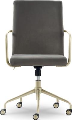 Elle Decor Giselle Fabric Computer and Desk Chair, Light Gray/Gold (CHR10058B)