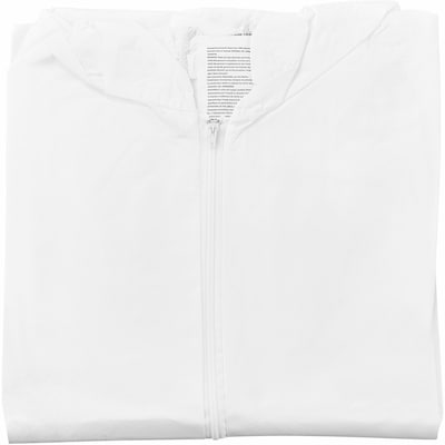 Global Industrial Disposable Microporous Coverall Elastic Wrists/Ankles Hood White XL 25/Case (708190XL)