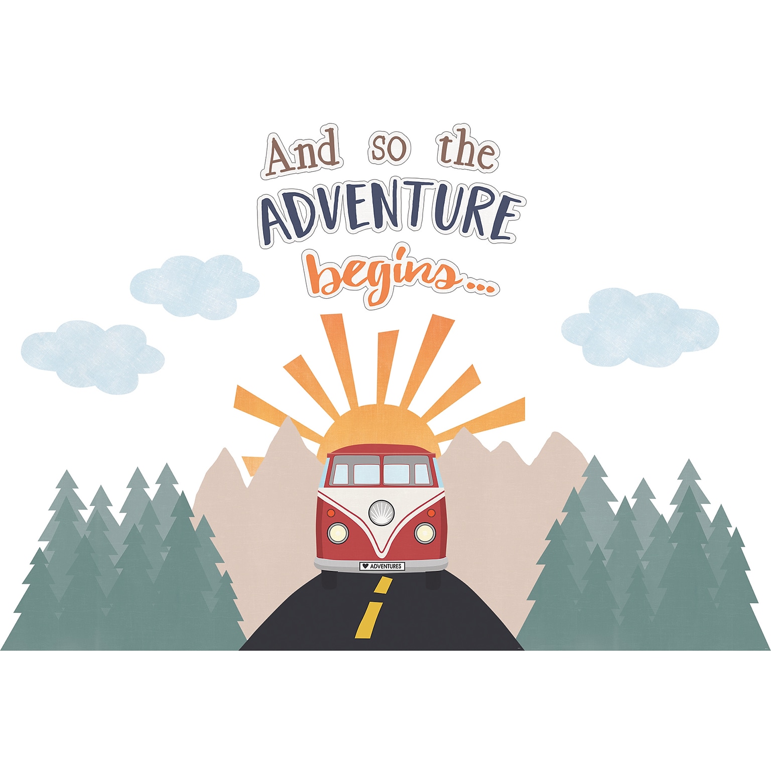 Teacher Created Resources Moving Mountains Road Trip The Adventure Begins Bulletin Board Set, 15 Pieces/Set (TCR9224)