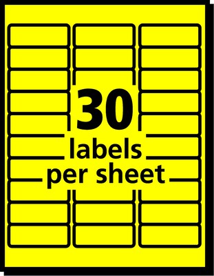 Avery Sure Feed Laser Address Labels, 1" x 2 5/8", Neon Yellow, 750 Labels/Pack (5972)