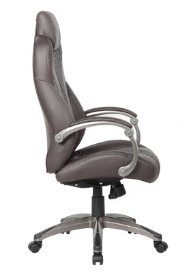 Boss Ergonomic LeatherPlus Swivel Executive Chair, Brown (B8871P-BB)