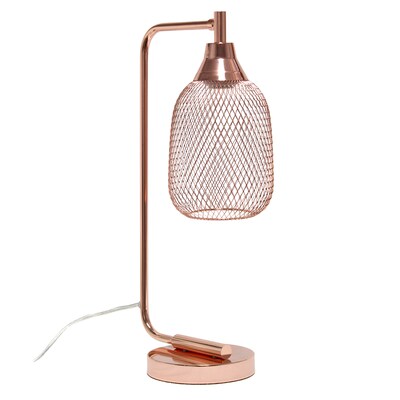 Lalia Home Industrial Mesh Desk Lamp, Rose Gold (LHD-2000-RG)