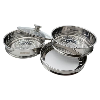 Joyce Chen 2-Tier Stainless Steel Steamer with Vented Glass Lid & Wok Adapter Ring, 10 (ESCLJ262510)