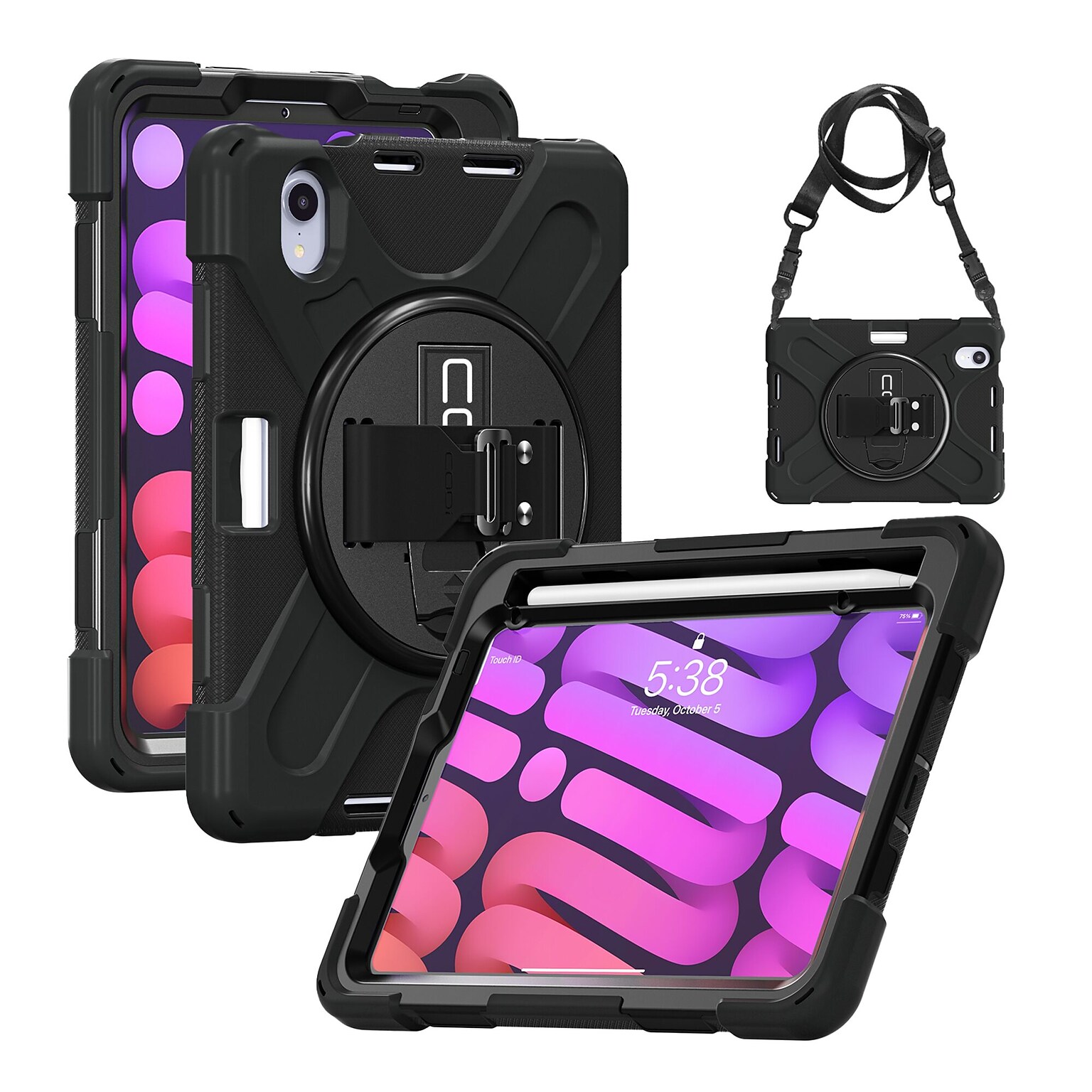 CODi Rugged Polycarbonate/Silicone 8.3 Case for iPad Mini (6th Gen/A17 Pro), Black (C30705064)