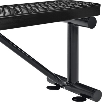 Global Industrial 4' Outdoor Steel Flat Bench, Expanded Metal, Black (695741BK)