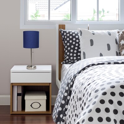 Simple Designs 19.5" LED Table Lamp, Brushed Steel/Navy Blue Shade (LT2024-NAV-CCLB)