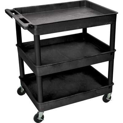 Luxor® Heavy-Duty Mobile Utility Cart; 3-shelf; Black; 38-1/2Hx24Wx32D